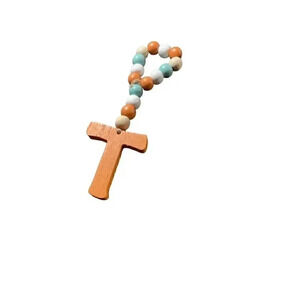 Child’s Rosary-Multicolor wooden-handmade 8 inches long